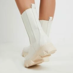 EGO Steele Chunky Sole Ankle Boot In Nude Faux Leather -EGO Sales Store 03 08 221526squ 40