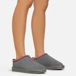 EGO Catch-Up Aztec Detail Faux Fur Lining Flat Slipper In Grey Faux Suede 8 EGO Catch-Up Aztec Detail Faux Fur Lining Flat Slipper In Grey Faux Suede -EGO Sales Store 06 01 23 fw41981 sq