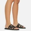 EGO Milli Caged Detail Flat Slider Sandal In Black Croc Print Faux Leather -EGO Sales Store 06 01 23 fw42341 s