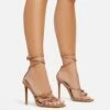 EGO Brady Double Buckle Strap Detail Square Toe Stiletto Heel In Nude Faux Leather -EGO Sales Store 06 01 23 fw42351 s