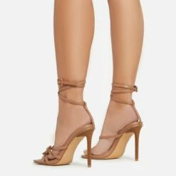 EGO Brady Double Buckle Strap Detail Square Toe Stiletto Heel In Nude Faux Leather -EGO Sales Store 06 01 23 fw42353 sb