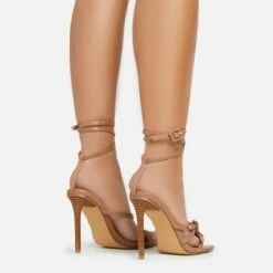 EGO Brady Double Buckle Strap Detail Square Toe Stiletto Heel In Nude Faux Leather -EGO Sales Store 06 01 23 fw42354 sb2