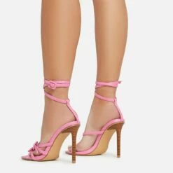EGO Brady Double Buckle Strap Detail Square Toe Stiletto Heel In Pink Faux Leather -EGO Sales Store 06 01 23 fw42358 sb2