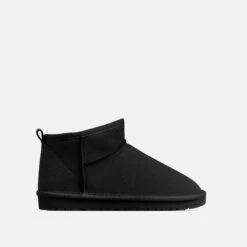 EGO Ultra Mini Ankle Length Faux Fur Lining Boots In Black Faux Suede -EGO Sales Store 06 01 23 fw42378 sq 3