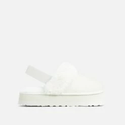 EGO Head-High Faux Fur Trim Sling Back Platform Slipper In Cream Faux Suede -EGO Sales Store 06 01 23 fw42409 sq
