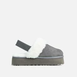 EGO Head-High Faux Fur Trim Sling Back Platform Slipper In Grey Faux Suede -EGO Sales Store 06 01 23 fw42412 sq
