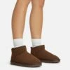 EGO Ultra Mini Ankle Length Faux Fur Lining Boots In Dark Brown Faux Suede -EGO Sales Store 06 01 23 fw45922 sq