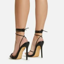 EGO Gelato Lace Up Platform Heel In Black Faux Leather -EGO Sales Store 06 01 23 fw45972 sq