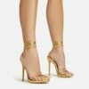 EGO Gelato Lace Up Platform Heel In Gold Metallic Faux Leather -EGO Sales Store 06 01 23 fw45975 sq