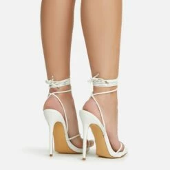 EGO Gelato Lace Up Platform Heel In White Faux Leather -EGO Sales Store 06 01 23 fw45983 sq