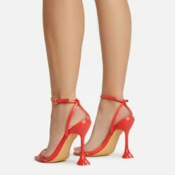 EGO Crew Ankle Strap Pointed Toe Statement Heel In Red Faux Leather -EGO Sales Store 06 01 23 fw46014 sq 1