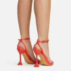 EGO Crew Ankle Strap Pointed Toe Statement Heel In Red Faux Leather -EGO Sales Store 06 01 23 fw46015 sq 1
