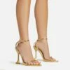 EGO Crew Ankle Strap Pointed Toe Statement Heel In Gold Faux Leather -EGO Sales Store 06 01 23 fw46017 sq