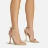 EGO Crew Ankle Strap Pointed Toe Statement Heel In Nude Faux Leather