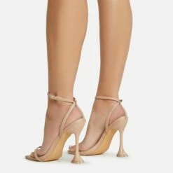 EGO Crew Ankle Strap Pointed Toe Statement Heel In Nude Faux Leather -EGO Sales Store 06 01 23 fw46024 sq