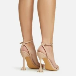 EGO Crew Ankle Strap Pointed Toe Statement Heel In Nude Faux Leather -EGO Sales Store 06 01 23 fw46025 sq