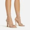EGO Tied-Up Lace Up Knotted Strap Detail Round Toe Flared Block Heel In Nude Faux Leather -EGO Sales Store 06 01 23 fw46098 s