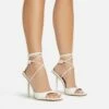 EGO Pamela Lace Up Strappy Square Peep Toe Stiletto Heel In White Patent -EGO Sales Store 06 01 23 fw46120 s