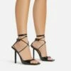 EGO Pamela Lace Up Strappy Square Peep Toe Stiletto Heel In Black Patent -EGO Sales Store 06 01 23 fw46132 s