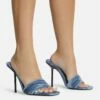 EGO Tribute Open Square Toe Stiletto Heel Mule In Blue Velvet