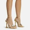 EGO Treasure Ankle Strap Gem Detail Square Toe Statement Heel In Gold Faux Leather -EGO Sales Store 06 10 22 fw12673 sq