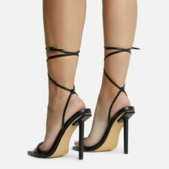 EGO Never-Ending Strappy Pointed Toe Stiletto Heel In Black Faux Leather -EGO Sales Store 06 10 22 fw12734 copy