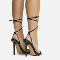 EGO Never-Ending Strappy Pointed Toe Stiletto Heel In Black Faux Leather -EGO Sales Store 06 10 22 fw12735 copy