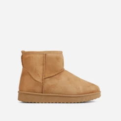 EGO Sable Faux Fur Lining Ankle Boot In Chestnut Brown Faux Suede -EGO Sales Store 06 10 22 fw15130