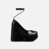 EGO Music-For-My-Ears Lace Up Closed Square Toe Platform Wedge Heel In Black Patent -EGO Sales Store 06 10 22 fw15146 sq