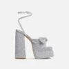 EGO Hot-Sauce Bow Detail Statement Platform Block Heel In Silver Glitter -EGO Sales Store 06 10 22 fw15148