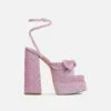EGO Hot-Sauce Bow Detail Statement Platform Block Heel In Pink Glitter -EGO Sales Store 06 10 22 fw15150