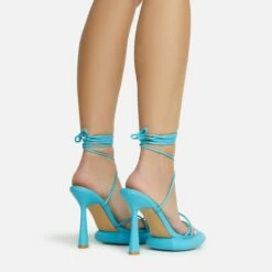 EGO Sauce Lace Up Strappy Statement Platform Heel In Blue Faux Leather -EGO Sales Store 06 10 22 fw5569 sq