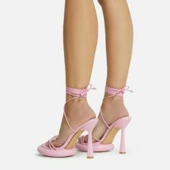 EGO Sauce Lace Up Strappy Statement Platform Heel In Pink Faux Leather -EGO Sales Store 06 10 22 fw5578 sq