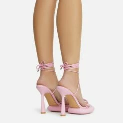EGO Sauce Lace Up Strappy Statement Platform Heel In Pink Faux Leather -EGO Sales Store 06 10 22 fw5579 sq