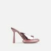EGO Volvic Peep Toe Statement Platform Stiletto Heel Mule In Pink Metallic Faux Leather