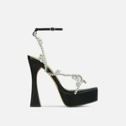 EGO Show-Ahead Clear Perspex Strap Diamante Detail Platform Flared Block Heel In Black Faux Leather 11 EGO Show-Ahead Clear Perspex Strap Diamante Detail Platform Flared Block Heel In Black Faux Leather -EGO Sales Store 06 10 22 fw5703 sq