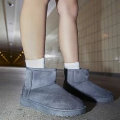 EGO Sable Faux Fur Lining Ankle Boot In Dark Grey Faux Suede -EGO Sales Store 09 12 22 rott34604 copy