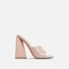 EGO Avalon Square Peep Toe Sculptured Flared Block Heel Mule In Nude Patent -EGO Sales Store 11 05 210891