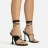 EGO Empty-Love Lace Up Strappy Detail Square Toe Statement Heel In Black Faux Leather -EGO Sales Store 12 01 23 fw acc52833 s
