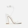 EGO Visalia Double Twisted Strap Detail Square Toe Flared Block Heel In White Faux Leather -EGO Sales Store 14 02 224022