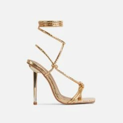 EGO Orbit Lace Up Knotted Detail Square Toe Metallic Heel In Gold Snake Print Faux Leather 11 EGO Orbit Lace Up Knotted Detail Square Toe Metallic Heel In Gold Snake Print Faux Leather -EGO Sales Store 14 05 210108