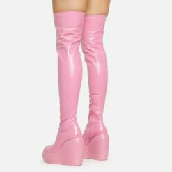 EGO New-Utopia Platform Wedge Over The Knee Thigh High Long Boot In Pink Patent -EGO Sales Store 15 02 23 fw58916 sq