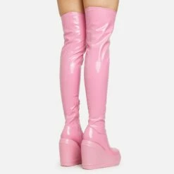 EGO New-Utopia Platform Wedge Over The Knee Thigh High Long Boot In Pink Patent -EGO Sales Store 15 02 23 fw58917 sq