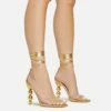 EGO Rose-Rouge Lace Up Clear Perspex Strap Square Toe Statement Metallic Heel In Gold Faux Leather -EGO Sales Store 15 02 23 fw58942 sq 1
