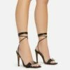 EGO Get-In-Loser Lace Up Buckle Detail Square Toe Stiletto Heel In Black Faux Leather -EGO Sales Store 15 02 23 fw58946 s