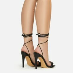EGO Get-In-Loser Lace Up Buckle Detail Square Toe Stiletto Heel In Black Faux Leather -EGO Sales Store 15 02 23 fw58949 sb2