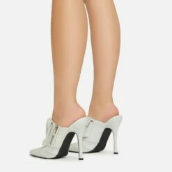 EGO Americana Zip Detail Pointed Toe Stiletto Heel Mule In Light Blue Denim -EGO Sales Store 15 02 23 fw59041 sb