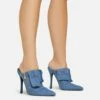 EGO Americana Zip Detail Pointed Toe Stiletto Heel Mule In Blue Denim -EGO Sales Store 15 02 23 fw59043 s
