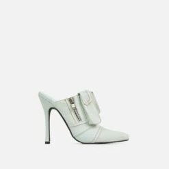 EGO Americana Zip Detail Pointed Toe Stiletto Heel Mule In Light Blue Denim -EGO Sales Store 15 02 23 fw60586 sq