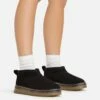 EGO Ivy Chunky Rubber Sole Faux Fur Lining Ultra Mini Ankle Boot In Black Faux Suede -EGO Sales Store 15 02 23 fw62014 s